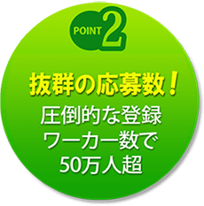 抜群の応募数!　圧倒的な登録ワーカー数で50万人超